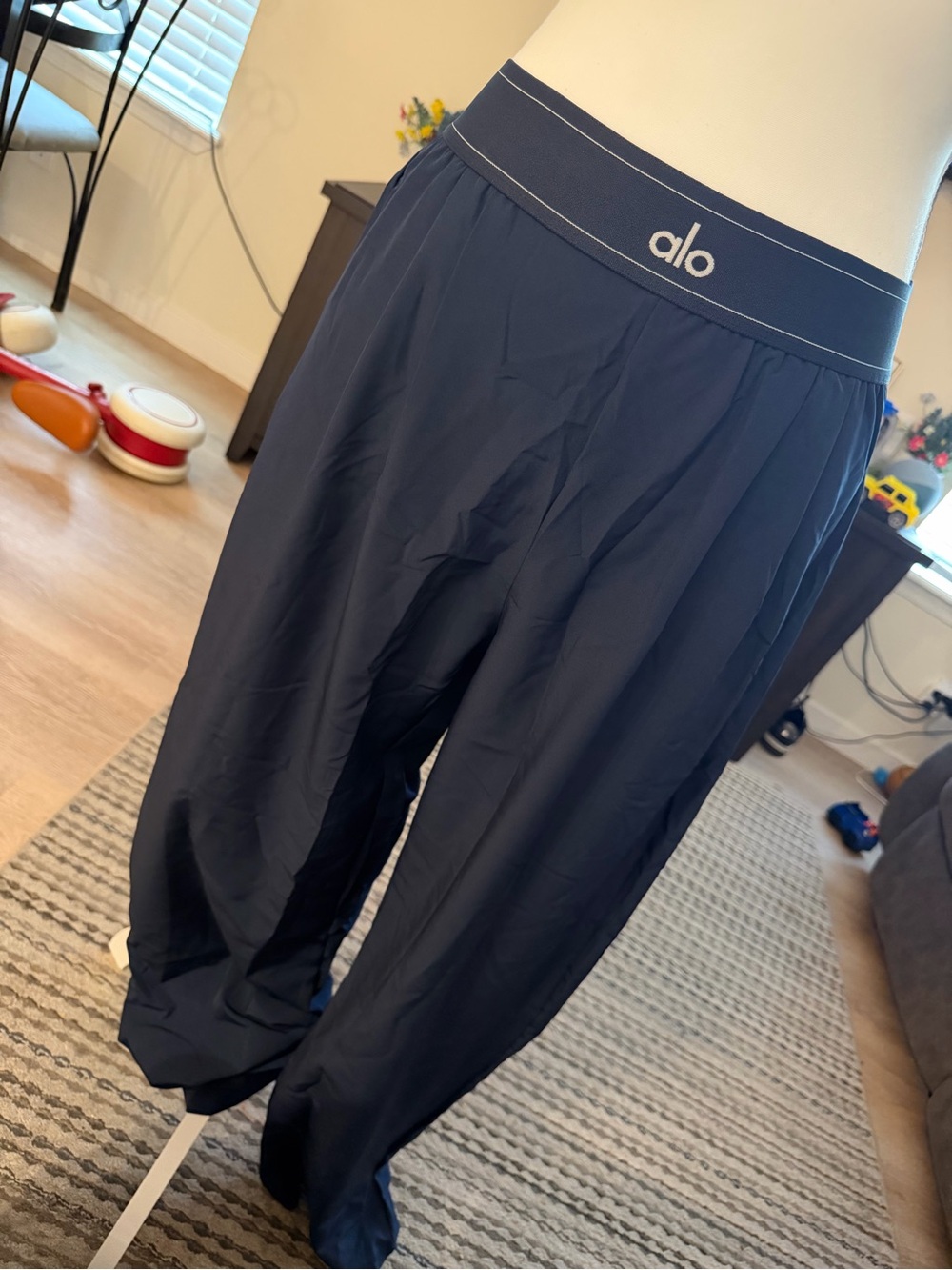 Navy Elastic-Waist Joggers